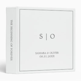 Simple Elegant Grey Monogram Wedding Album 3 Ring Binder