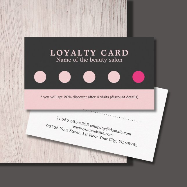 Simple Elegant Grey Pink Beauty Loyalty Card (Creator Uploaded)