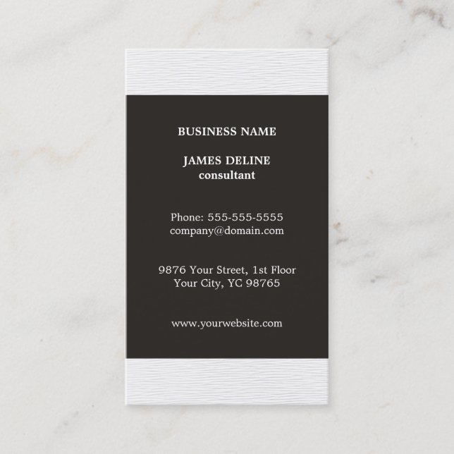 Simple Elegant Grey Texture White Consultant Business Card (Front)