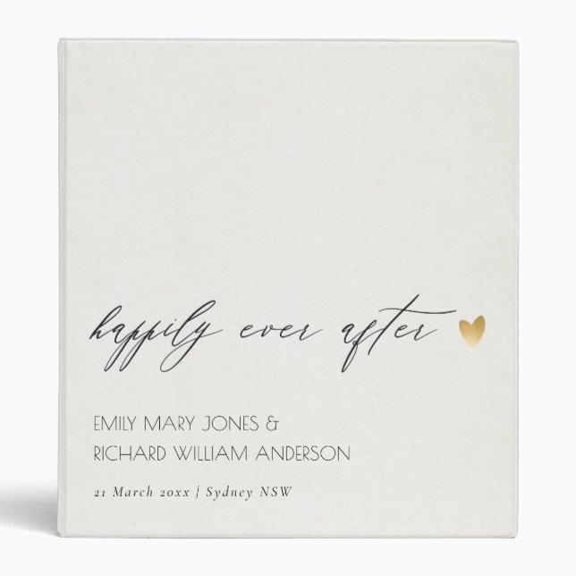 SIMPLE ELEGANT GREY  TYPOGRAPHY HAPPILY EVER AFTER BINDER (Front)