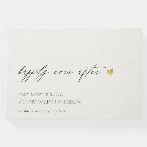 SIMPLE ELEGANT GREY TYPOGRAPHY HAPPILY EVER AFTER GUEST BOOK