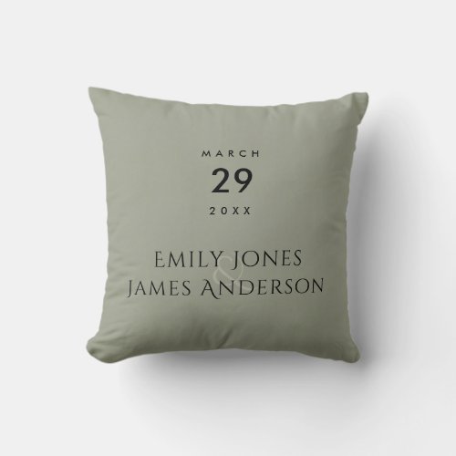 SIMPLE ELEGANT GREY TYPOGRAPHY SAVE THE DATE THROW PILLOW