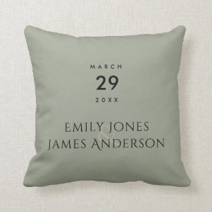SIMPLE ELEGANT GREY TYPOGRAPHY SAVE THE DATE THROW PILLOW