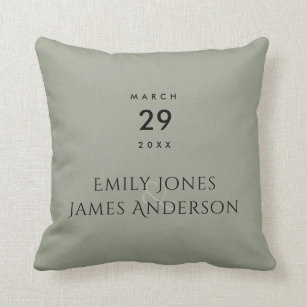 SIMPLE ELEGANT GREY TYPOGRAPHY SAVE THE DATE THROW PILLOW