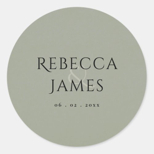 SIMPLE ELEGANT GREY TYPOGRAPHY TEXT ONLY CLASSIC ROUND STICKER