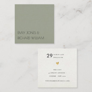 SIMPLE ELEGANT GREY TYPOGRAPHY WEDDING SQUARE BUSINESS CARD