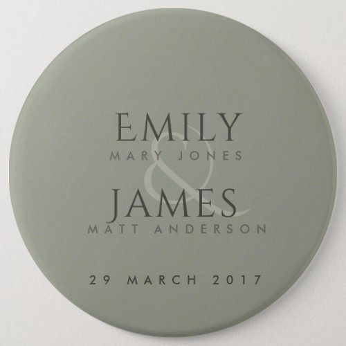 SIMPLE ELEGANT GREY TYPOGRAPHY WEDDING TEXT ONLY PINBACK BUTTON