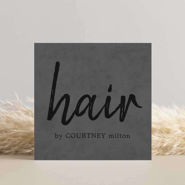 Simple Elegant Grey White Hair Stylist Square  Business Card (Creator Uploaded)
