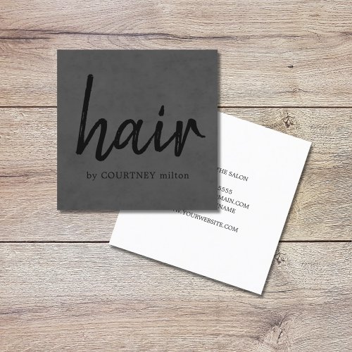 Simple Elegant Grey White Hair Stylist Square  Square Business Card