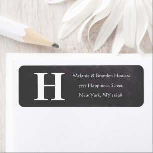 Simple Elegant Grey White Monogram Initial return Label