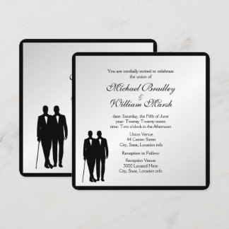 Simple Elegant Groom and Groom Gay Silver Wedding Invitation