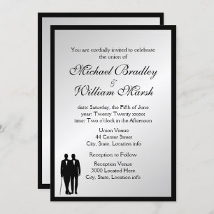 Simple Elegant Groom and Groom Gay Silver Wedding Invitation