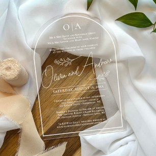 Simple Elegant Hand Drawn Botanical Wedding Arch Acrylic Invitations