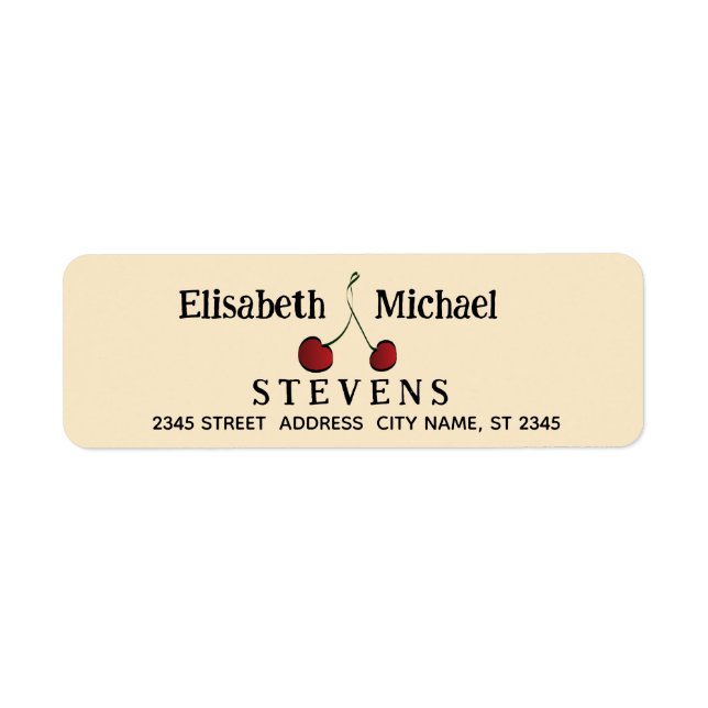 Simple elegant hand drawn whimsy red cherry label (Front)
