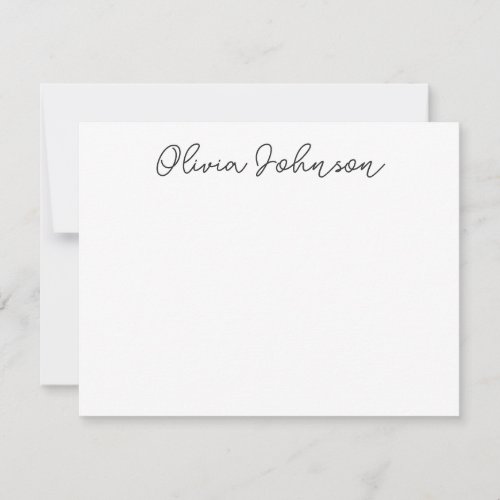 Simple Elegant Handwriting Black White Note Card