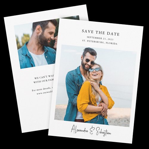 Simple Elegant Handwriting Text 2 Photos Save The Date