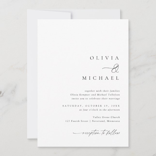 Simple Elegant Handwriting Wedding Invitation (Front)
