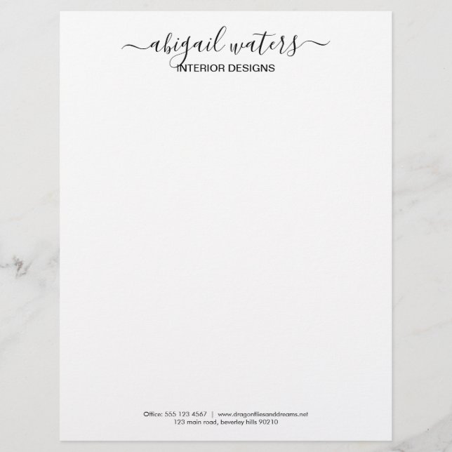 Simple Elegant Handwritten Script Business Letterhead (Front)