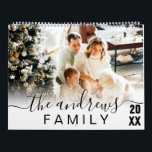 Simple Elegant Handwritten Script Family Photo Calendar<br><div class="desc">This elegant and modern family photo calendar is the perfect gift. It features 14 customizable pictures with a handwritten signature script typography for the cover and the months. It also includes a place on the cover for your family name and the year. It's simple, cute, sweet, and the perfect gift...</div>