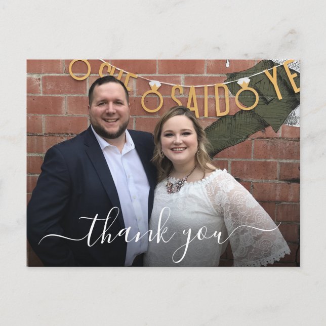 Simple Elegant Handwritten Script Photo Thank You Postcard (Front)