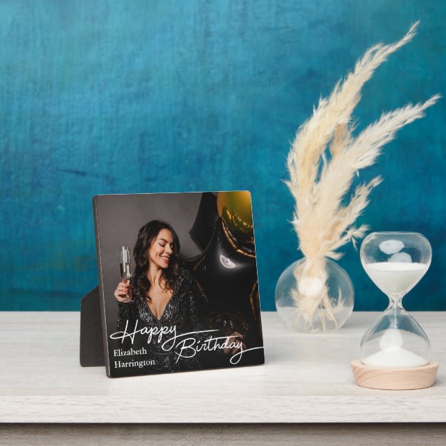 Simple Elegant Happy Birthday Photo Plaque (Insitu)