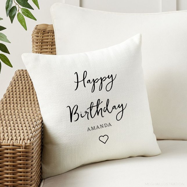 simple, elegant, happy birthday throw pillow (Creator Uploaded)
