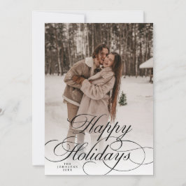 Simple Elegant Happy Holidays Photo Christmas  Holiday Card