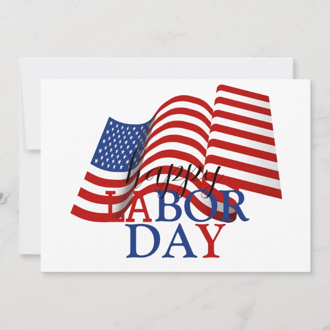 Simple Elegant Happy Labor Day Red White Blue Holiday Card (Front)