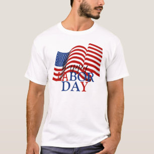 Simple Elegant Happy Labor Day Red White Blue T-Shirt