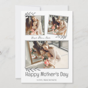 Simple Elegant Happy mothers Day photo collage Holiday Card