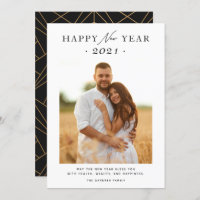 Simple Elegant Happy New Year 2021 Photo Holiday Card