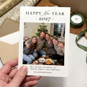 Simple Elegant Happy New Year 2025 Photo Holiday Card