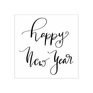 Simple Elegant Happy New Year Casual Script Rubber Stamp