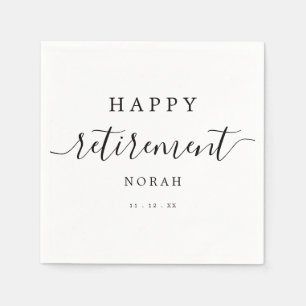 Simple Elegant Happy Retirement Calligraphy Script Napkins