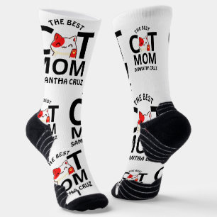 Simple Elegant Happy Valentine's Day Cat Mom Socks