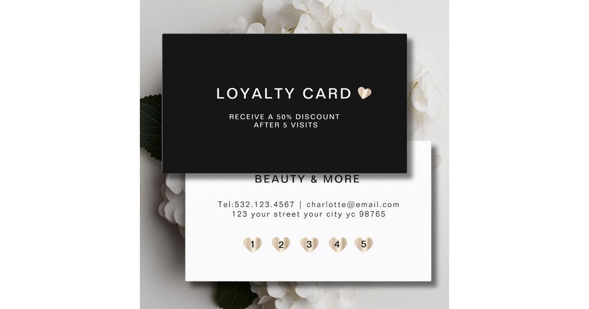 Simple Elegant Heart 5 Visit Loyalty Card | Zazzle