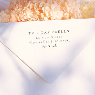 Simple Elegant Heart Botanical Name & Address Rubber Stamp