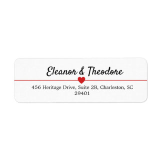 Simple Elegant Heart Line Wedding Labels