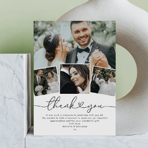 Simple Elegant Heart Wedding Photo Thank You Card