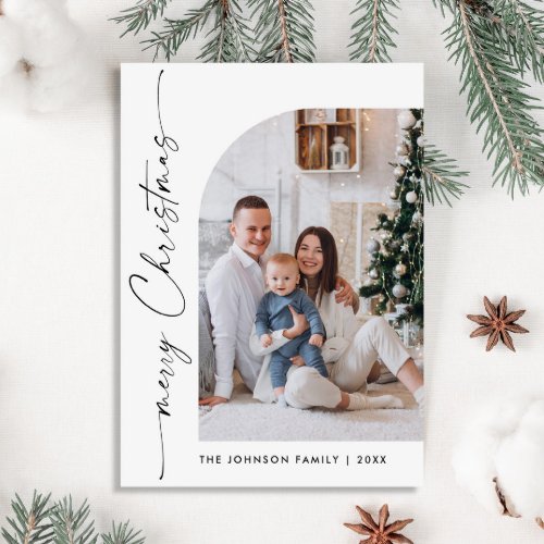 Simple Elegant Holiday PHOTO Christmas Greeting Postcard