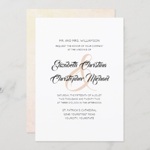 Simple Elegant Honey Wheat Ampersand Amplitude Invitation