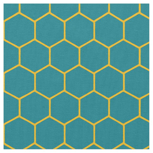 Simple Elegant Honeycomb Pattern Abstract Teal Fabric (Close Up)