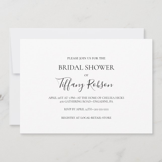 Simple Elegant Horizontal Bridal Shower Invitation (Front)