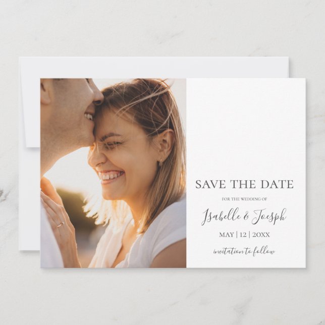 Simple Elegant Horizontal Photo Save the Date (Front)