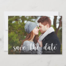 Simple Elegant Horizontal Photo Save the Date Card