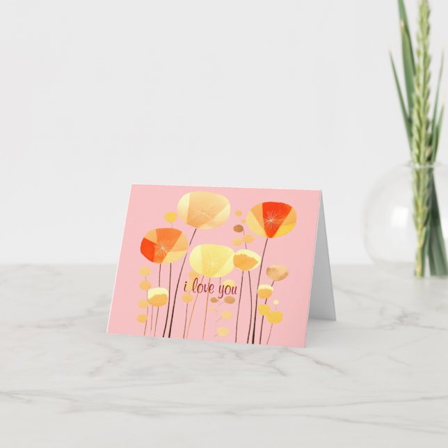 SIMPLE ELEGANT "I LOVE YOU" BOHO FLORAL VALENTINES CARD (Front)