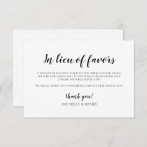 Simple Elegant In Lieu of Favors Card