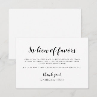 Simple Elegant In Lieu of Favors Card