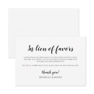 Simple Elegant In Lieu of Favors Card