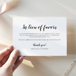 Simple Elegant In Lieu of Favors Card